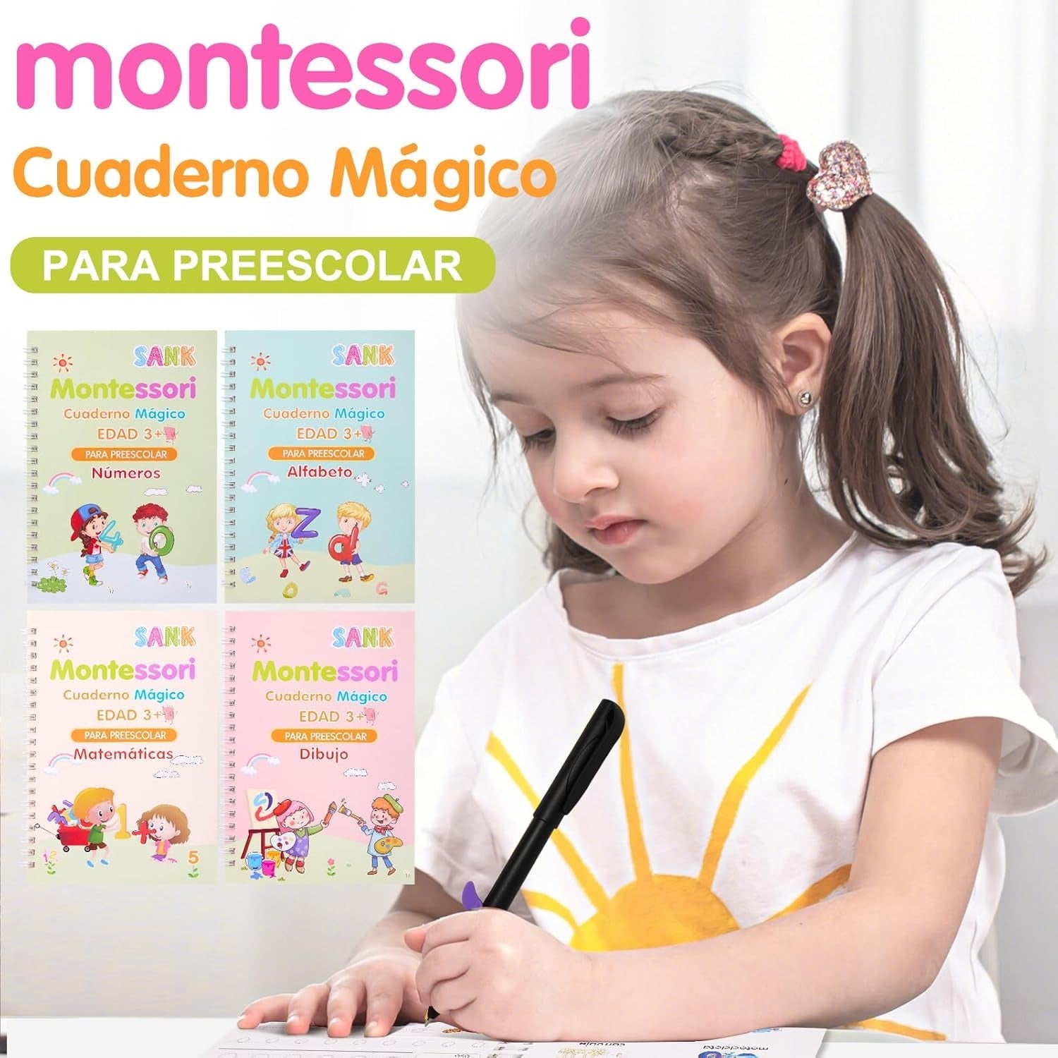 Cuaderno mágico Montessori escritura reutilizable - Motricidad fina niños