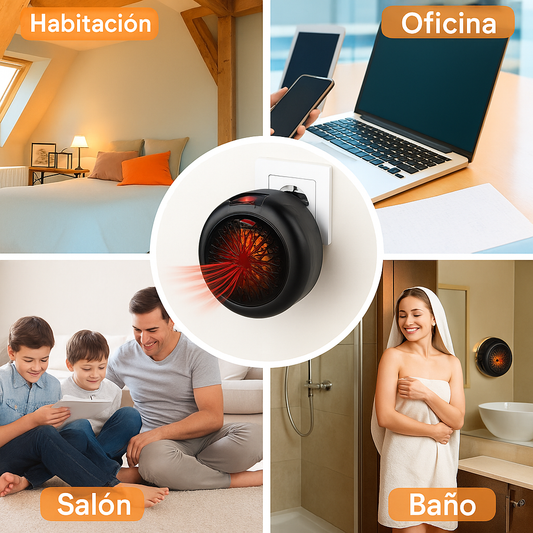 Calefactor Portátil 900W - Calentador Eléctrico Compacto para Casa y Oficina